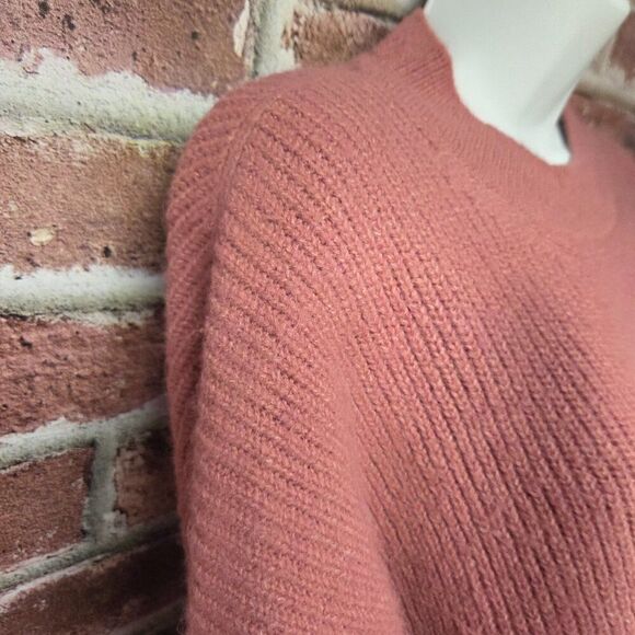 Zara Oversized Pink Ribbed Knit Pullover Sweater – Women’s Large Cozy Slouchy - Picture 3 of 8